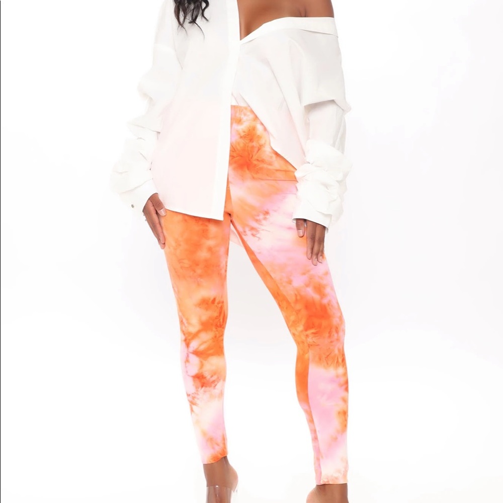 Tie Dye Print Legging - Orange/combo